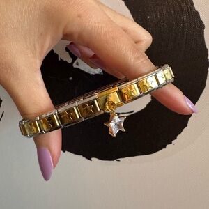 Gold Star Italian Charm Bracelet with Crystal Star Charm